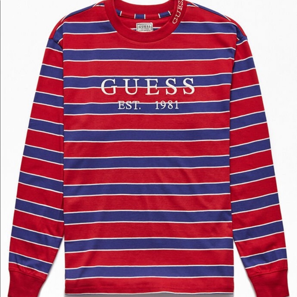 long sleeve GUESS logo striped tee shirt (limited)
